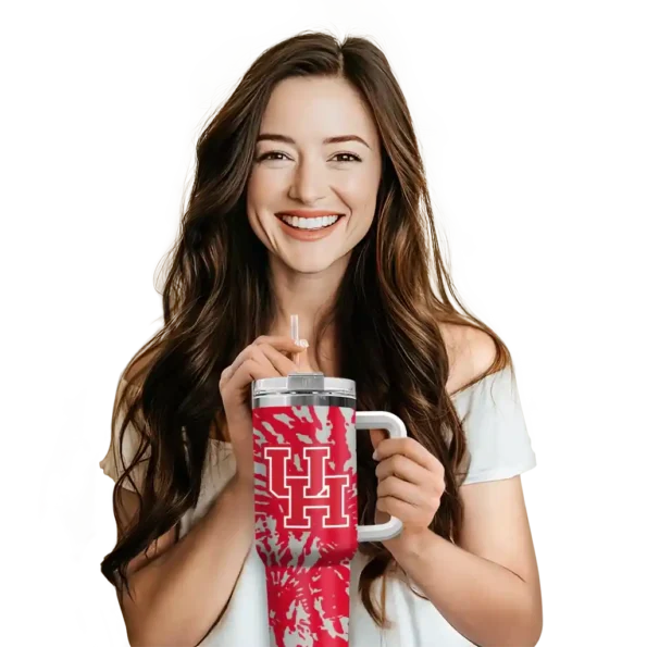 customized houston cougars burst swirl red curved tumbler premium grade.webp