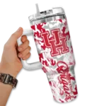 customized houston cougars camo mashup red white curved tumbler best selling.webp