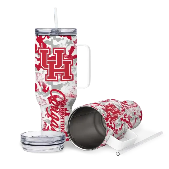 customized houston cougars camo mashup red white curved tumbler high quality.webp