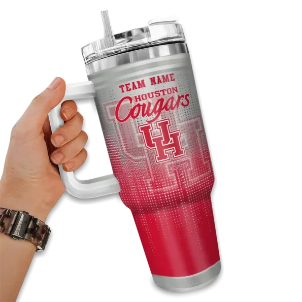 customized houston cougars gradient dots red curved tumbler fashion forward.webp