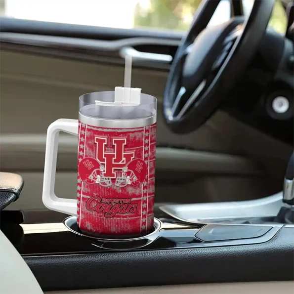 customized houston cougars honey streaks red curved tumbler trendy.webp