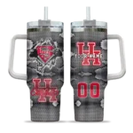 customized houston cougars superman shield red gray curved tumbler best selling.webp