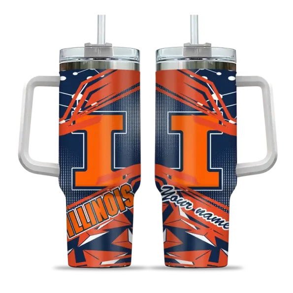 customized illinois fighting illini abstract paths blue curved tumbler best selling.webp