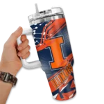 customized illinois fighting illini abstract paths blue curved tumbler best selling.webp