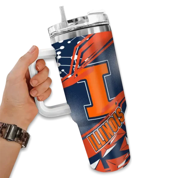 customized illinois fighting illini abstract paths blue curved tumbler fashion forward.webp