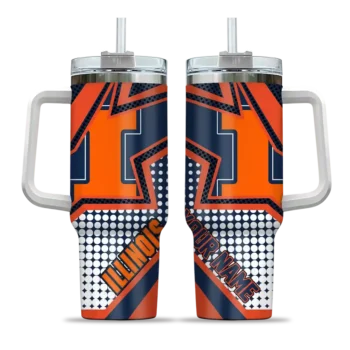 customized illinois fighting illini arrow burst blue curved tumbler best selling.webp