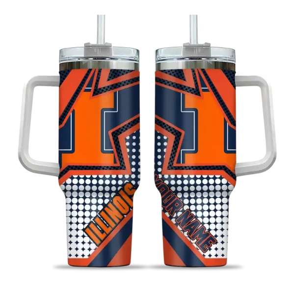 customized illinois fighting illini arrow burst blue curved tumbler best selling.webp