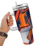 customized illinois fighting illini arrow burst blue curved tumbler best selling.webp