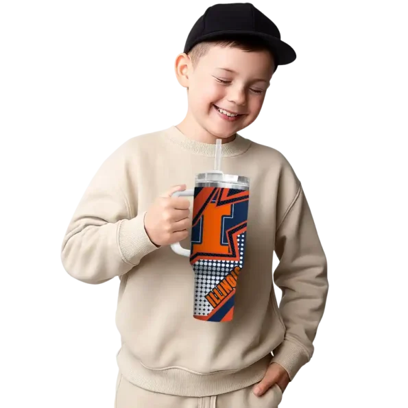 customized illinois fighting illini arrow burst blue curved tumbler latest model.webp