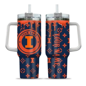 customized illinois fighting illini bullseye drips blue curved tumbler best selling.webp