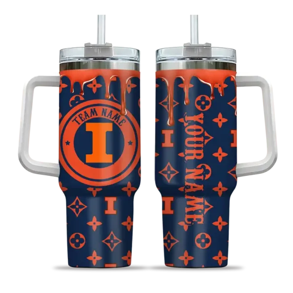 customized illinois fighting illini bullseye drips blue curved tumbler best selling.webp