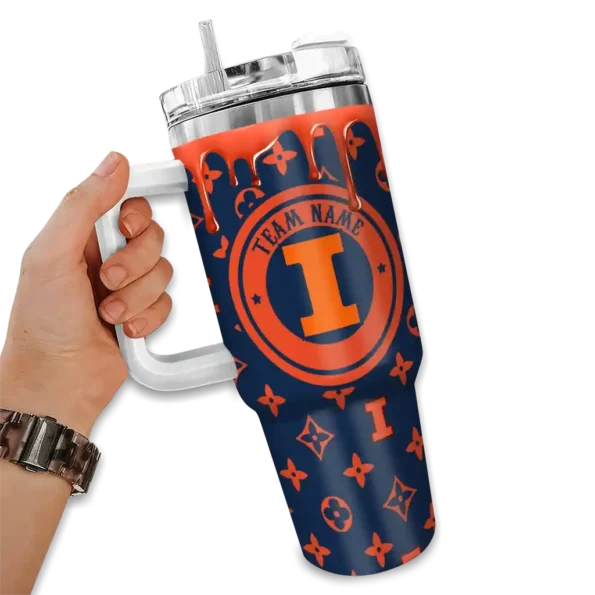 customized illinois fighting illini bullseye drips blue curved tumbler fashion forward.webp