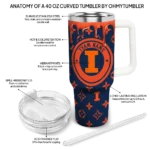 customized illinois fighting illini bullseye drips blue curved tumbler best selling.webp