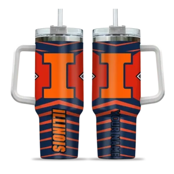 customized illinois fighting illini chevron layers blue curved tumbler best selling.webp