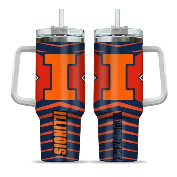 customized illinois fighting illini chevron layers blue curved tumbler best selling.webp