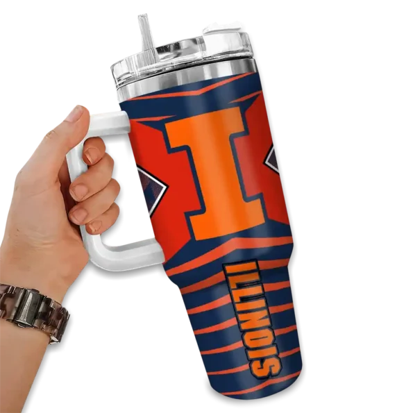 customized illinois fighting illini chevron layers blue curved tumbler fashion forward.webp