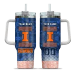 customized illinois fighting illini geometric prism blue curved tumbler best selling.webp