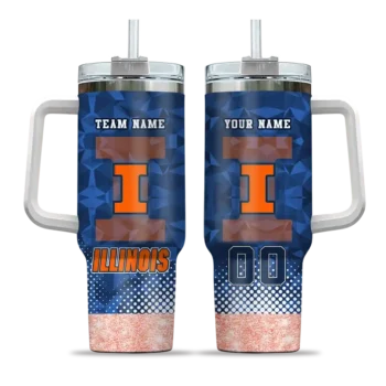 customized illinois fighting illini geometric prism blue curved tumbler best selling.webp