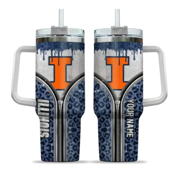 customized illinois fighting illini leopard zipper blue curved tumbler best selling.webp