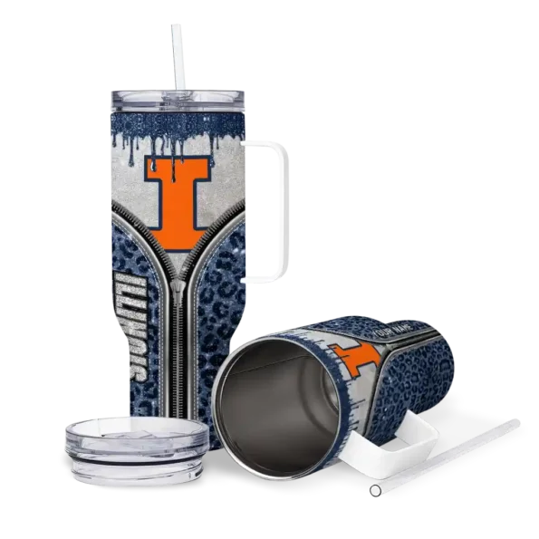 customized illinois fighting illini leopard zipper blue curved tumbler high quality.webp