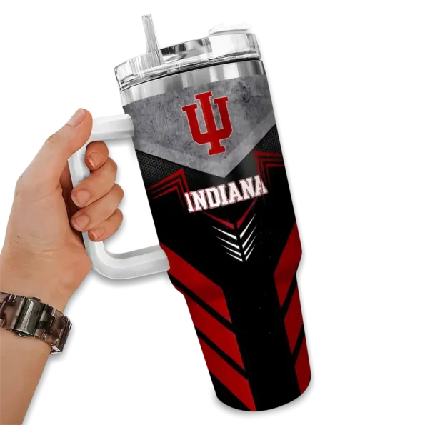 customized indiana hoosiers arrow armor red black curved tumbler fashion forward.webp