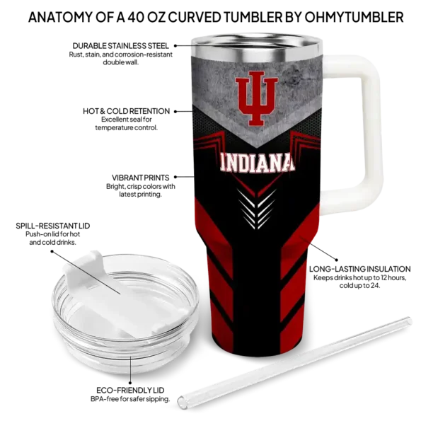 customized indiana hoosiers arrow armor red black curved tumbler new arrival.webp