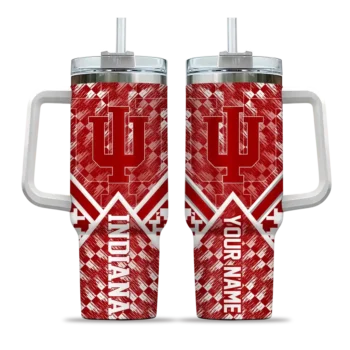 customized indiana hoosiers chevron angle red curved tumbler best selling.webp