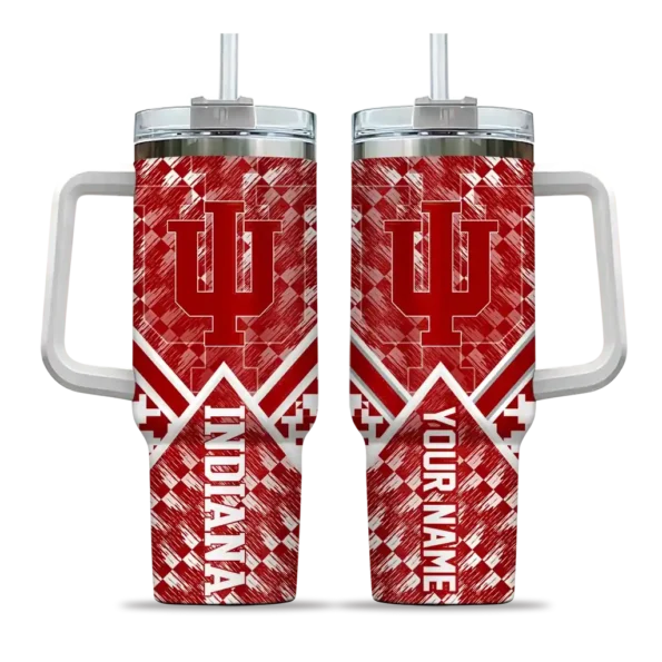 customized indiana hoosiers chevron angle red curved tumbler best selling.webp