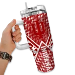customized indiana hoosiers chevron angle red curved tumbler best selling.webp