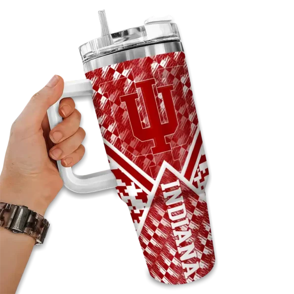 customized indiana hoosiers chevron angle red curved tumbler fashion forward.webp