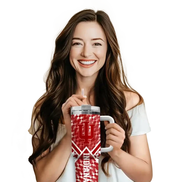 customized indiana hoosiers chevron angle red curved tumbler premium grade.webp