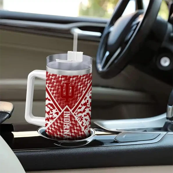 customized indiana hoosiers chevron angle red curved tumbler trendy.webp