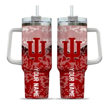 customized indiana hoosiers chevron stripe red curved tumbler best selling.webp