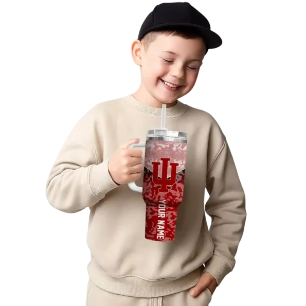 customized indiana hoosiers chevron stripe red curved tumbler latest model.webp