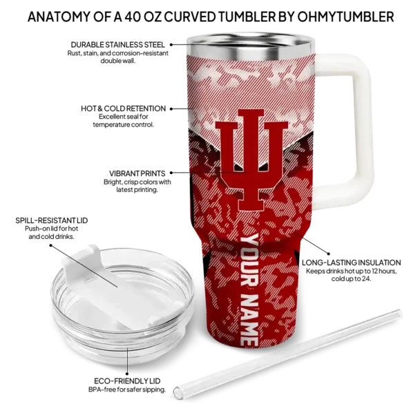 customized indiana hoosiers chevron stripe red curved tumbler new arrival.webp