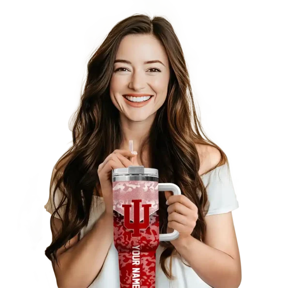 customized indiana hoosiers chevron stripe red curved tumbler premium grade.webp