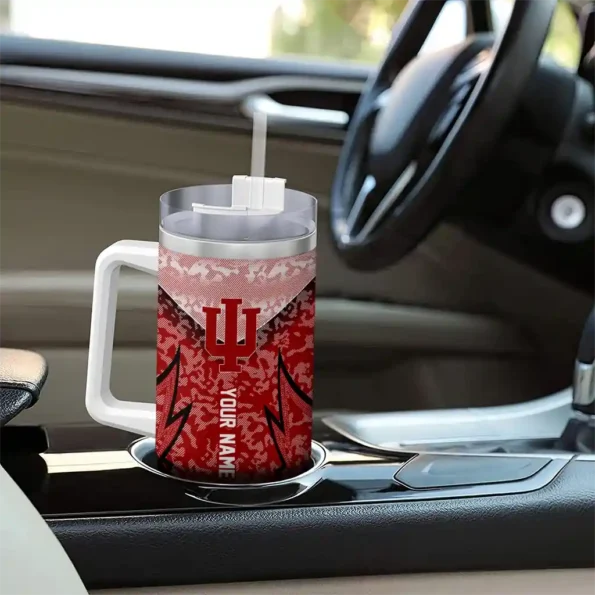 customized indiana hoosiers chevron stripe red curved tumbler trendy.webp