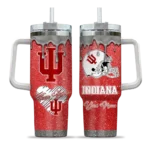 customized indiana hoosiers heart helmet motif red curved tumbler best selling.webp