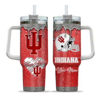 customized indiana hoosiers heart helmet motif red curved tumbler best selling.webp
