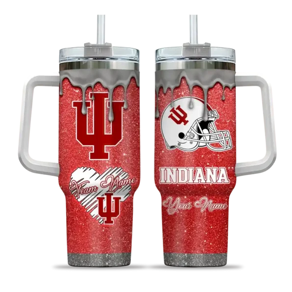 customized indiana hoosiers heart helmet motif red curved tumbler best selling.webp