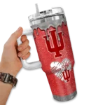 customized indiana hoosiers heart helmet motif red curved tumbler best selling.webp