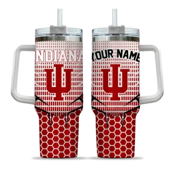 customized indiana hoosiers hex texture red curved tumbler best selling.webp
