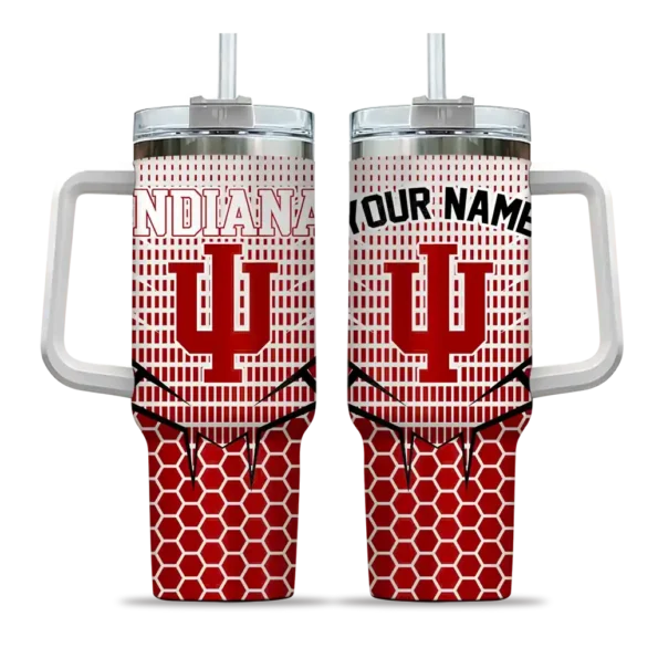 customized indiana hoosiers hex texture red curved tumbler best selling.webp