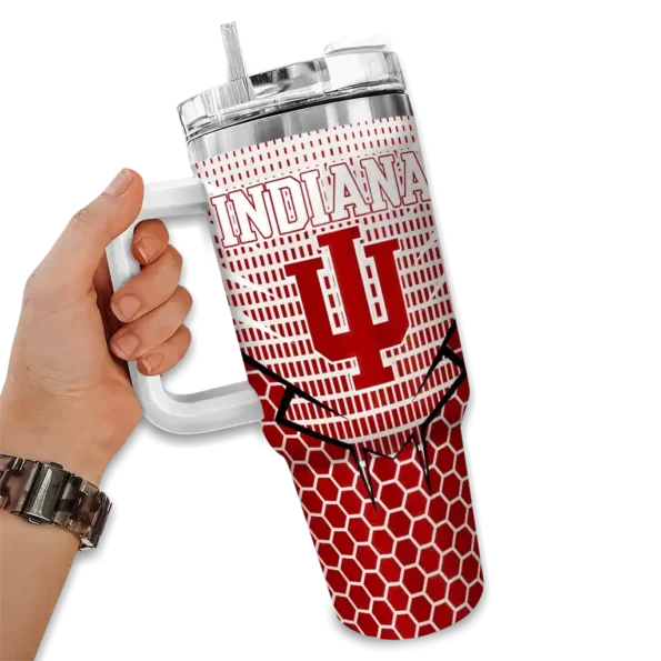customized indiana hoosiers hex texture red curved tumbler fashion forward.webp