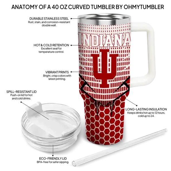customized indiana hoosiers hex texture red curved tumbler new arrival.webp