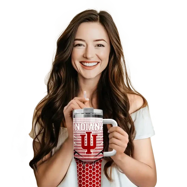 customized indiana hoosiers hex texture red curved tumbler premium grade.webp