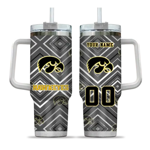 customized iowa hawkeyes bold diamonds black curved tumbler best selling.webp
