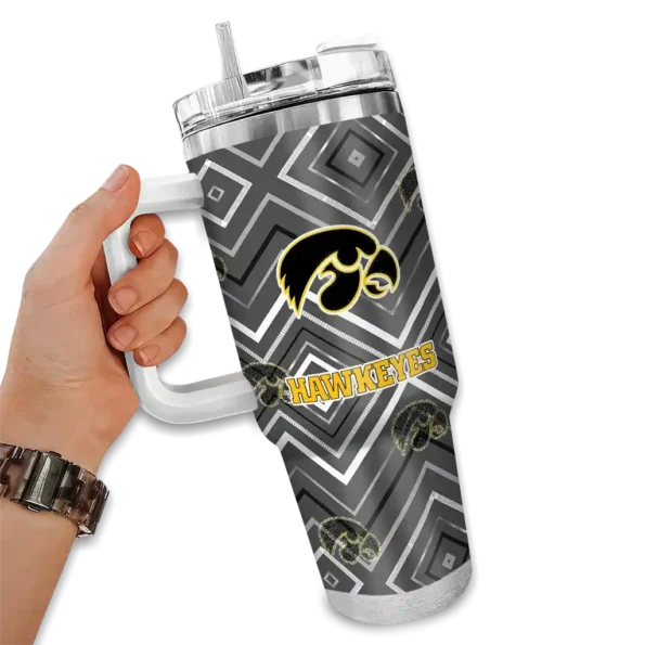 customized iowa hawkeyes bold diamonds black curved tumbler fashion forward.webp