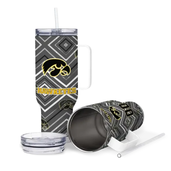 customized iowa hawkeyes bold diamonds black curved tumbler high quality.webp
