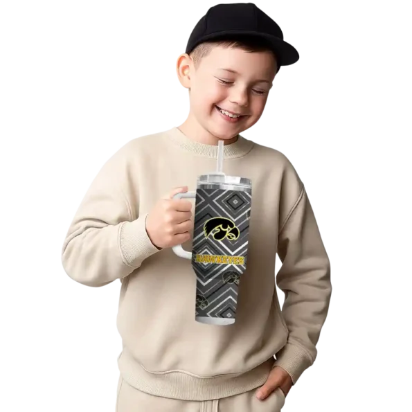 customized iowa hawkeyes bold diamonds black curved tumbler latest model.webp